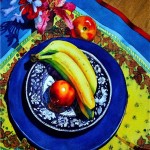 Fruit on a Blue Plate