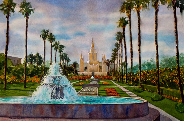 Oakland Temple Through Fountain